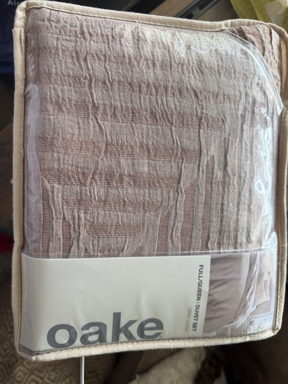 OAK Textured Striped Duvet Cover in Blush